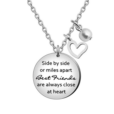 

Bff Necklace Side By Side Or Miles Apart Gift For Best Friends Silver Jewelry Charm Fashion Heart Pearl Pendants Necklaces
