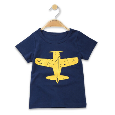 

New 2-8 year toddlers Summer baby boys girls cotton short-sleeved t-shirts Printed solid T-shirt