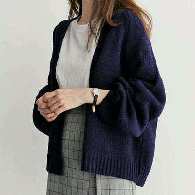 

sweater Women Knitted Cardigan 2019 Spring Autumn Simple Solid Straight Loose Clothing Sweater Fashion Cardigan for Female