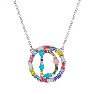 

Fashion Gold Silver Style Cubic Zirconia A-Z Initials Letter Pendant Necklaces