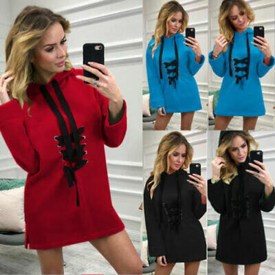 

Newest Women Long Sleeve Solid Hoodie Sweater Dress Blouse Pullover Coat Tops