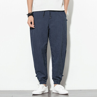 

Gobestart Men Summer Casual Harem Pants Jogger Pants Fitness Trousers Linen Loose Pants