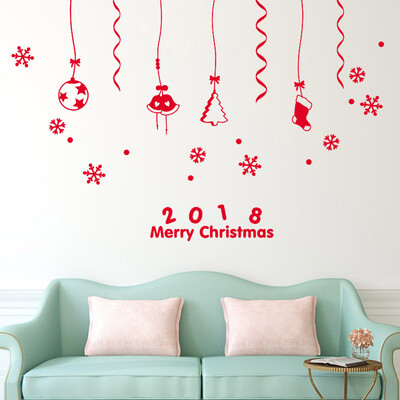 

Tailored 2018 Happy New Year Merry Christmas Wall Sticker Home Shop Windows Decals Decor