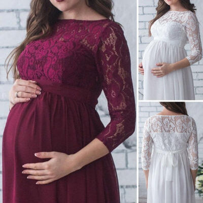 

Fashion Pregnant Women&39s Lace Maternity Dress Maxi Gown Photography Photo Clothes