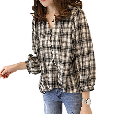 

Autumn Shirt Ladies Casual Cotton Long Sleeve Loose Button Down Blouse Tops Blusas For Women 2Colors