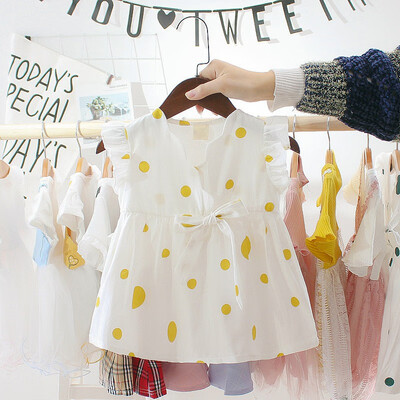 

Summer Baby Girls Casual Dot Pattern Flare Sleeve Dress Cotton Kids Toddler Sundress
