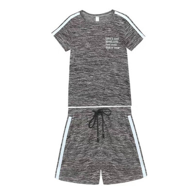 

Women Two Piece Sets Summer Letter O Neck Short Sleeve T-Shirt Side Striped Casual Shorts Women Sets Fashion Two-Piece Suit