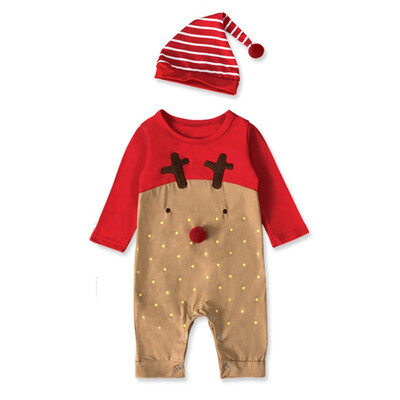 

Spring Autumn Casual Fashion Baby Girl Long Sleeve Cartoon Printing Bodysuits And Hat Set