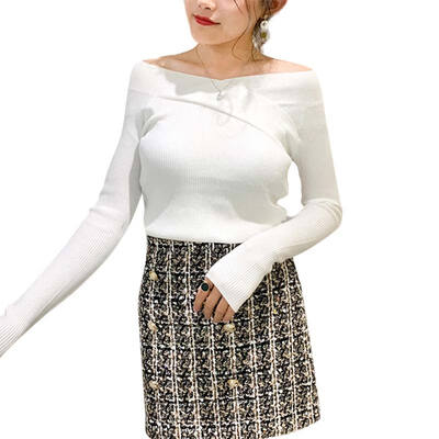 

Bottoming Sweater Women 2019 New Autumn Winter Sweet Loose Neckline Slim Solid Color Knitted Long Sleeve Casual Shirts Sweater