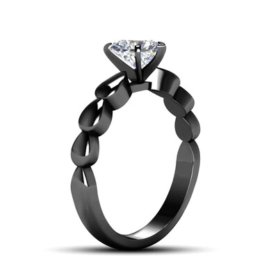 

Black Natural Heart Shape Diamonds Gemstones Birthstone Bride Princess Wedding Engagement Ring Jewelry