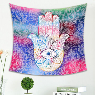 

Buddhist Handprints Tapestry Indian Mandala Hanging Wall Tapestries for Psychedelic Home Bedspreads Art Carpets