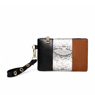 

Women Leopard Snake Skin Print Zipper Wristband Wallet Purse Phone Card Holder
