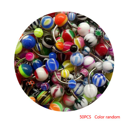 

50Pcs Random Mixed Color Belly Button Nailing Acrylic Umbilical Nail Belly Navel Ring Body Piercing Jewelry
