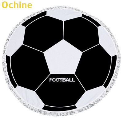 

150cm Summer Swimming Bath Towel Ball Pattern Round Microfiber Fringed Beach Towel Mat Carpet Blanket
