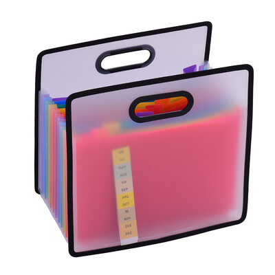 

Accordian Expanding File Folder A4 Paper Filing Cabinet 12 Pockets Rainbow Coloured Portable Receipt Organizer with File Guide and