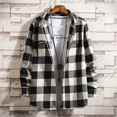 

Tailored Mens Casual Fashion Business Plaid Printing Loose Long Sleeve Shirt Tops Blouse