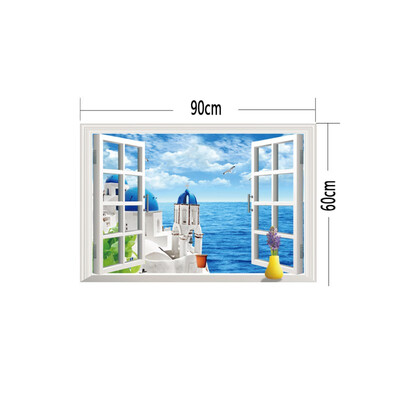 

Removable Beach Sea 3D Window Scenery Wall Sticker Home Decor Decals Mural Waterproof Art Wall Paper Poster