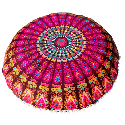

JPGIF Large Mandala Floor Pillows Round Bohemian Meditation Cushion Cover Ottoman Pouf