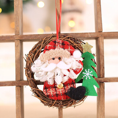 

2020 Mini Christmas Wreath Decor Wall Door Hanging Ornament Garland Xmas Party Decors