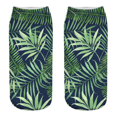 

1 Pair Women Ankle Sock Unisex Tropical Plant Flower Pattern Cotton Socks 3D Printing Funny Socks