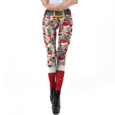 

1pc Leggings Women Stretchy Knit Christmas Gift Snowflake Leggins Ankle Length Tribal Printed Casual Skinny Slim Legging