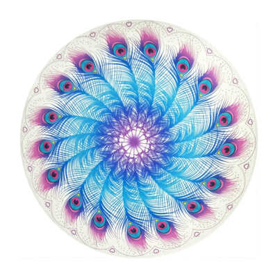 

Indian Persian Peacock feather Printed Mat Round Chiffon Shawl Tapestry Retro Wall Hanging Towel Beach Mats 150150CM