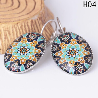 

Fashion Retro Folk-custom Time Gems Earring Oval Gemstone Bohemian Earring