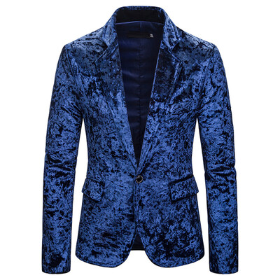 

Toponeto Fashion Personality Mens Casual Senior lapel Diamond velvet a Suit Top Blouse