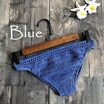 

Women Bikini Top Sexy Slim Fit Kintted Hollow Out Concise Casual Solid Color Swimwear Biquinis Feminino 2019