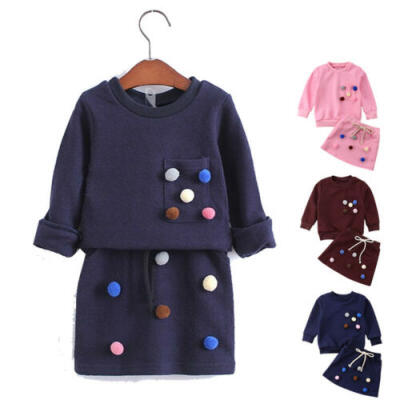 

Winter Autumn Toddler Kids Baby Girls Outfits Clothes Balls T-shirt TopsSkirts