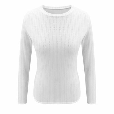 

Womens Beading Long Sleeve Round Neck Slim Fit Pullover Ladies Tops Shirts