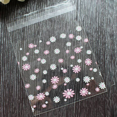 

100Pcs Lovely Cartoon Flower Cookies Biscuits Bags Self-Adhesive Party Wedding Bag Cake Candy Gift Bags Baking Package 10X10Cm