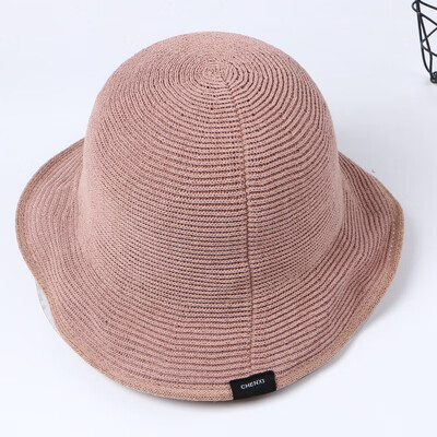 

The hat is a retro art&the childrens spring&summer casual knitted basin cap students fold out the sun-shading cap