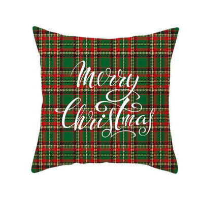 

2020 New Merry Christmas Xmas Gift Green Plaid Designed Pillowcase Santa Claus Cushion Cover Home Decor 18 X1 8 Inch