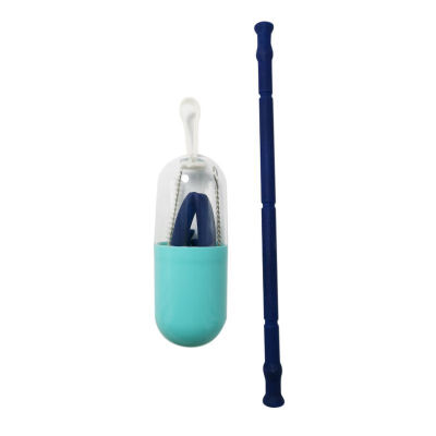 

Portable Travel Reusable Collapsible Drinking Silicone Straws With Cleaning Brush And Carrying Capsule Case