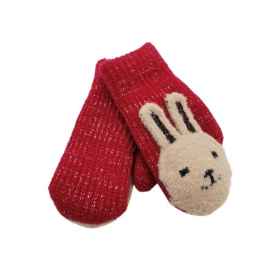 

Kids Gloves Winter Cartoon Rabbit Children Thicken Warm Gloves Girls Cute Full Fingers Rabbit Hair Wool Mittens