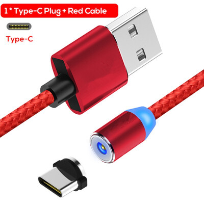 

360 Round Magnetic Charging Cable Micro Type C 3 in 1 Cable for iPhone Samsung Xiaomi Huawei LG 1M 2M Nylon Braided LED Cable