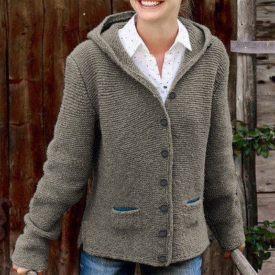 

Gobestart Women Casual Warm Daily Loose Hoodie Button Knitting Jumper Tops Blouse Sweater