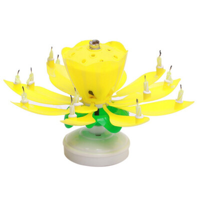 

DTY Party Decorations Art Musical Candle Lotus Flower Happy Birthday Party Gift Rotating Lights Decoration 14 Candles Lamp