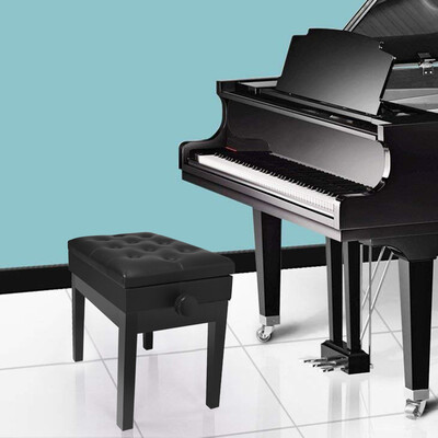 

Gobestart Adjustable Wooden Piano Bench Stool With Sheet Music Storage Black