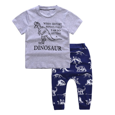 

Kids Sport Clothing Set Summer O Neck Short Sleeve Cartoon Printed Tops T Shirt With Long Pants 2 Pieces Suit