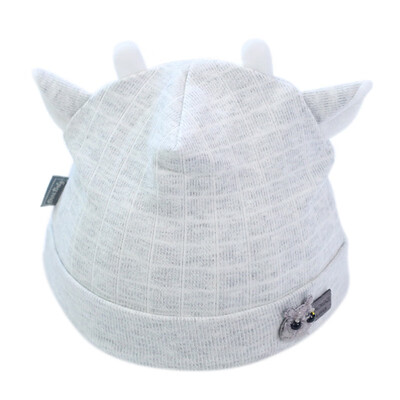 

Baby fetal cap spring new baby solid color plaid head cap cotton soft two ear infant hat for 1-6M