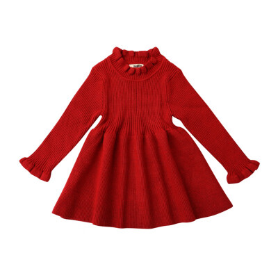 

Autumn Winter Casual Baby Kids Girls Long Sleeve Knitted Dress Newborn Toddler Pageant Dresses Winter Warm Clothess