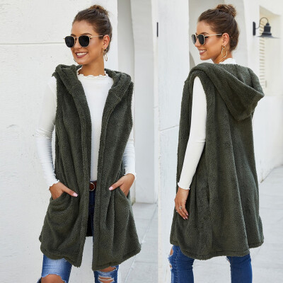 

Tailored Womens Vest Winter Warm Hoodie Sleeveless Outwear Casual Coat Sherpa Jacket