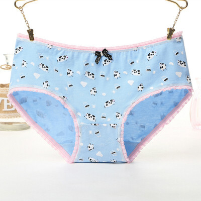 

Women Mid Rise Seamless Cotton Underwear Briefs Cartoon Print Cute Lingerie Ladies Underpants