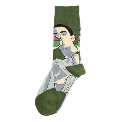 

Socks Autumn Winter New Cartoon Realistic Portrait Socks Fashion Skateboard Cotton Socks Men And Women Couple Socks warm
