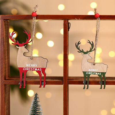 

Christmas Tree Wood Ornament Elk Hanging Xmas Baubles Party Decoration