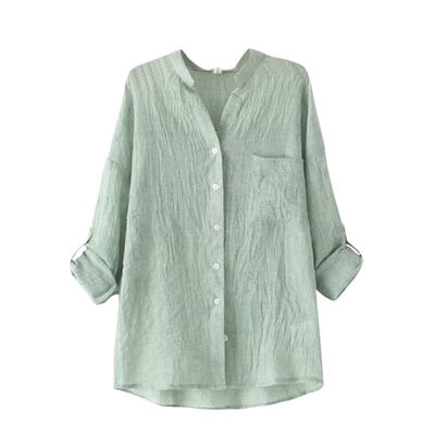 

Sexy V-Neck Women Blouse Spring Autumn Casual Long Sleeve Pockets Tops Shirts Blusas