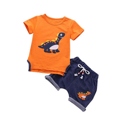 

New Summer Kids Boys Girls Sets Dinosaur Print short-sleeved dress New shorts Pants 2Pcs Suit Baby Kids Clothes