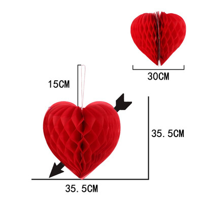 

Heart Shape Honeycomb Ball Valentine Decorations Paper Honeycomb Balls Lanterns Hanging Decoration Wedding Decoration Decoracao